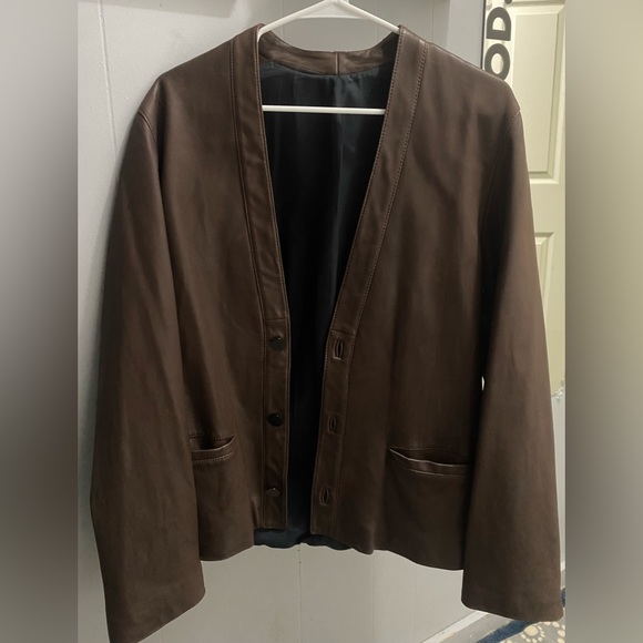 LANVIN BROWN LEATHER JACKET **MADE IN ITALY** - Picture 1 of 4